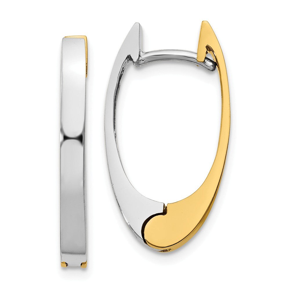 Two-Tone Hinged Oval Hoop Earrings in 14k Gold, 22mm (7/8 Inch), Item E9765 by The Black Bow Jewelry Co.
