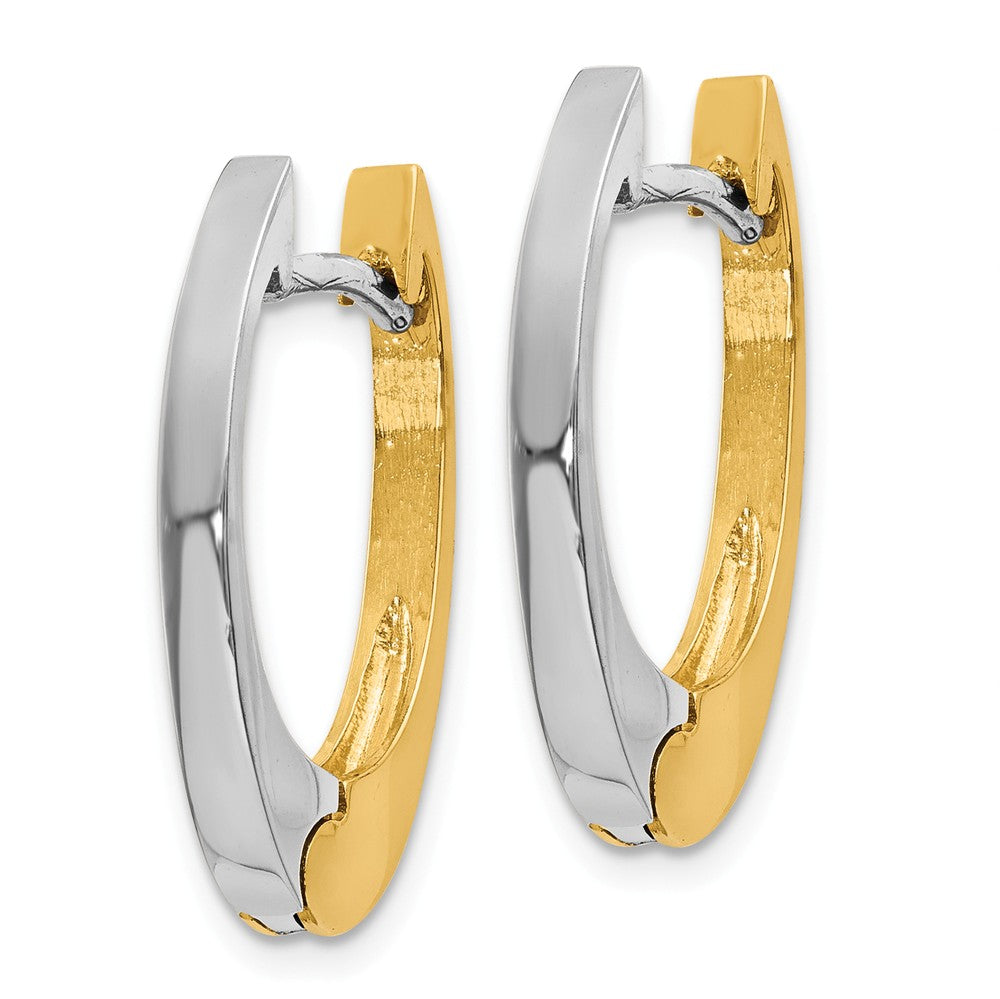 Alternate view of the Two-Tone Hinged Oval Hoop Earrings in 14k Gold, 22mm (7/8 Inch) by The Black Bow Jewelry Co.