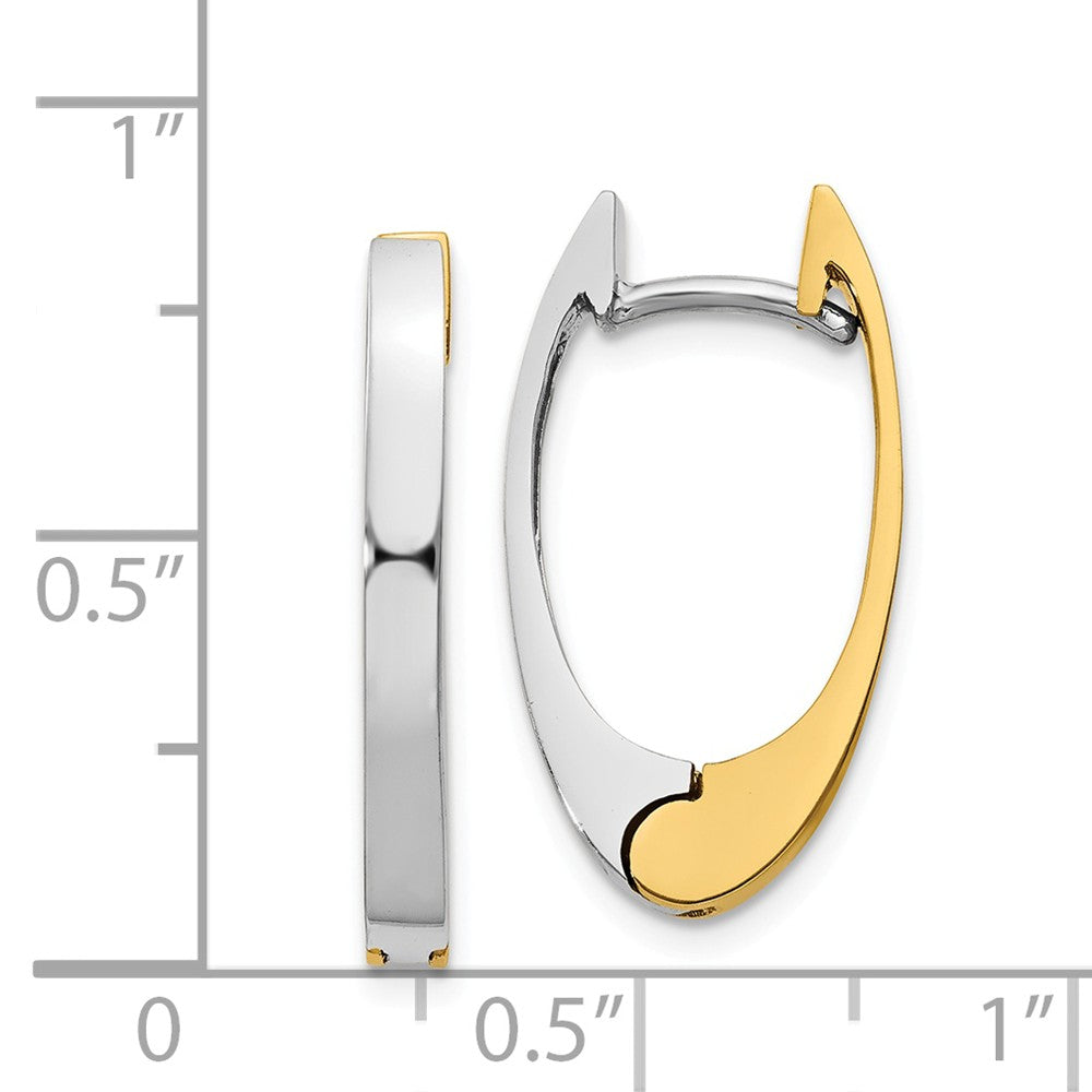 Alternate view of the Two-Tone Hinged Oval Hoop Earrings in 14k Gold, 22mm (7/8 Inch) by The Black Bow Jewelry Co.