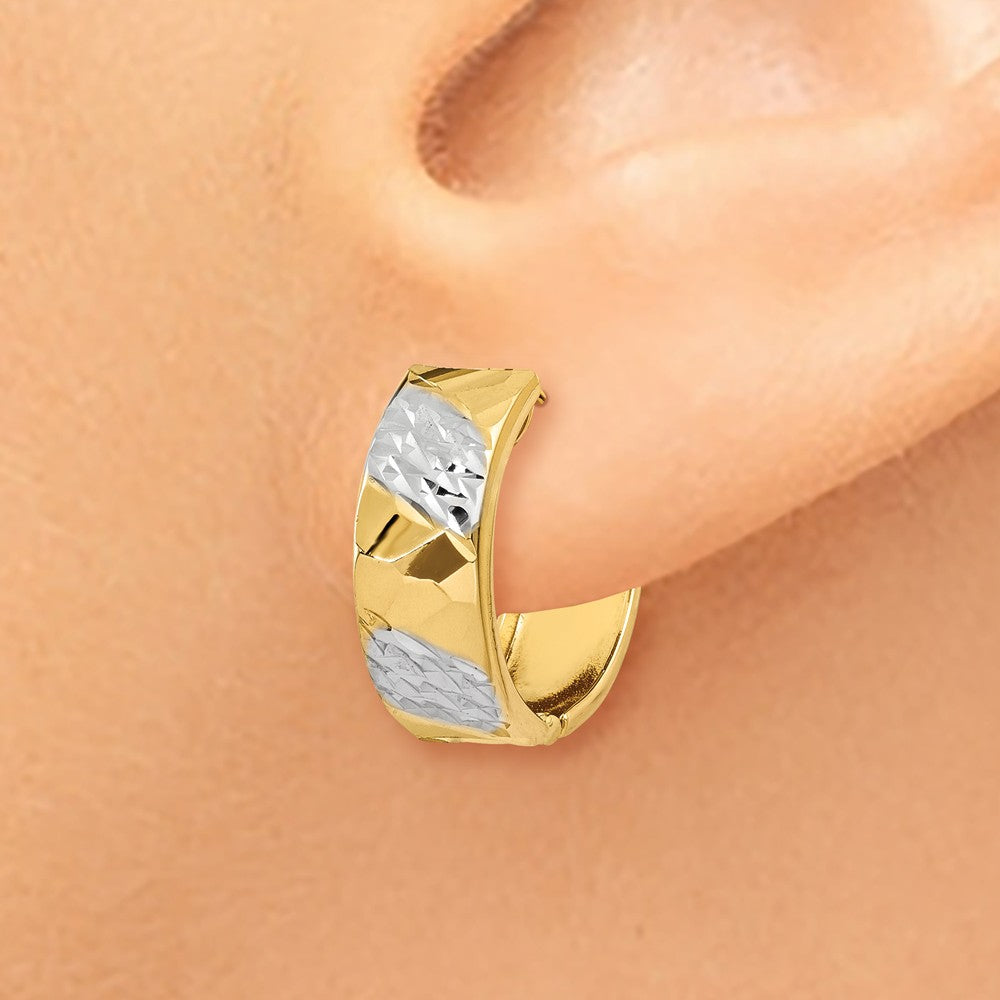 Alternate view of the Diamond Cut Hinged Hoops in 14k Yellow Gold, 15mm (9/16 Inch) by The Black Bow Jewelry Co.