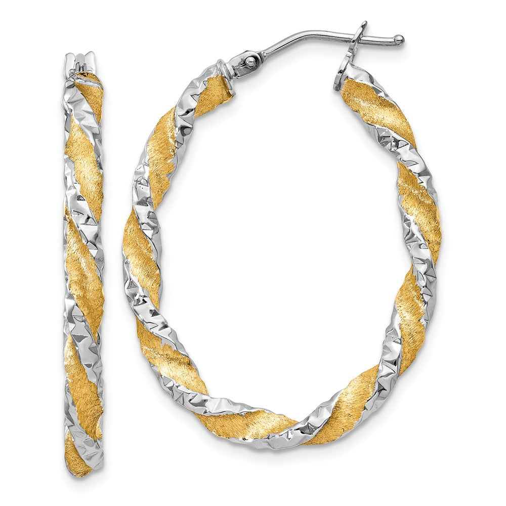 3mm, Polished and Satin Twisted Hoops in 14k Yellow Gold, 30mm, Item E9806 by The Black Bow Jewelry Co.
