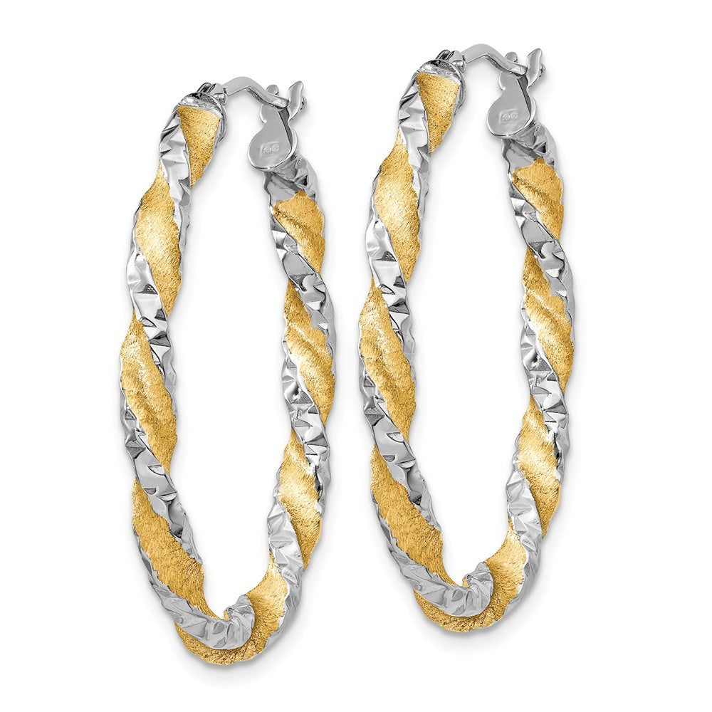 Alternate view of the 3mm, Polished and Satin Twisted Hoops in 14k Yellow Gold, 30mm by The Black Bow Jewelry Co.