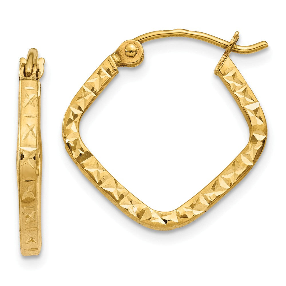 Squared Diamond Cut Hoops in 14k Yellow Gold, 16mm (5/8 Inch), Item E9842 by The Black Bow Jewelry Co.