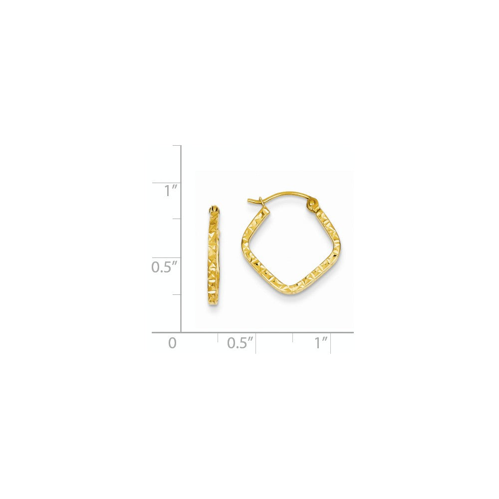 Alternate view of the Squared Diamond Cut Hoops in 14k Yellow Gold, 16mm (5/8 Inch) by The Black Bow Jewelry Co.