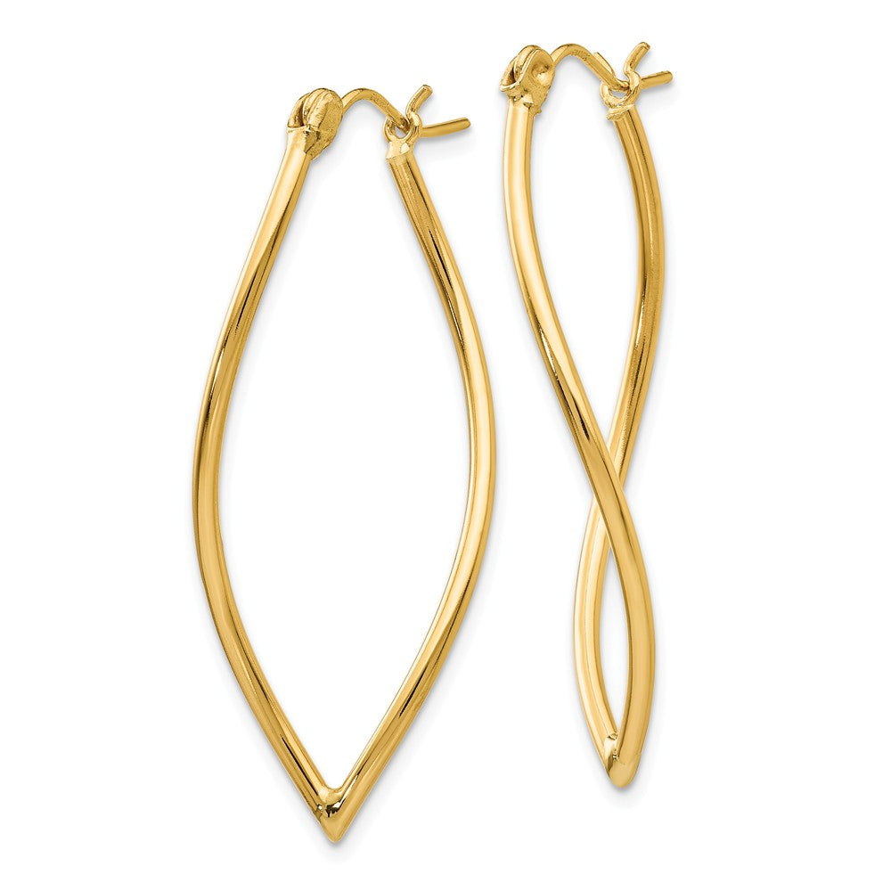 Alternate view of the Fancy Hoop Earrings in 14k Yellow Gold, 35mm (1 3/8 Inch) by The Black Bow Jewelry Co.
