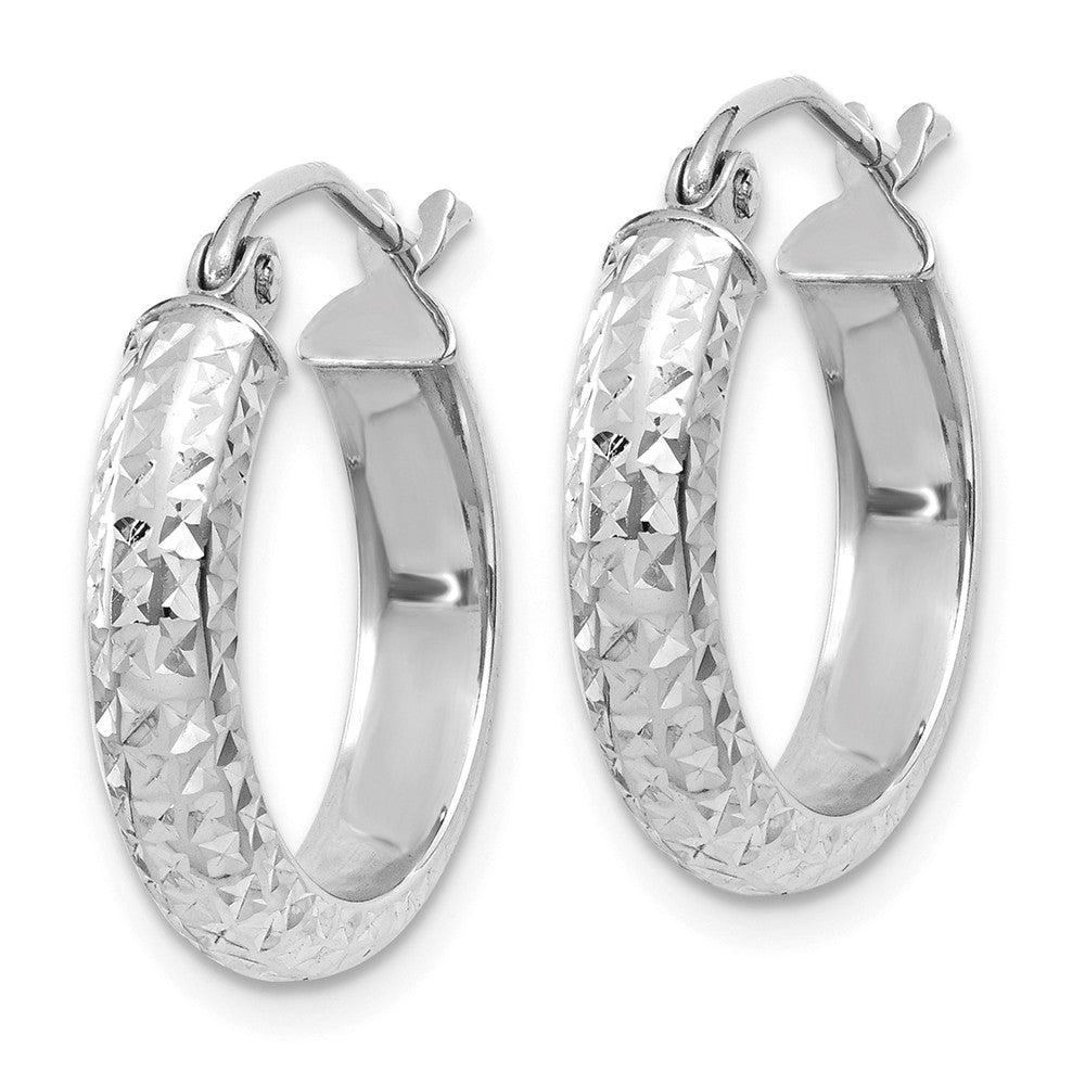 Alternate view of the 3.5mm, Diamond Cut 14k White Gold Hoops, 17mm (5/8 Inch) by The Black Bow Jewelry Co.
