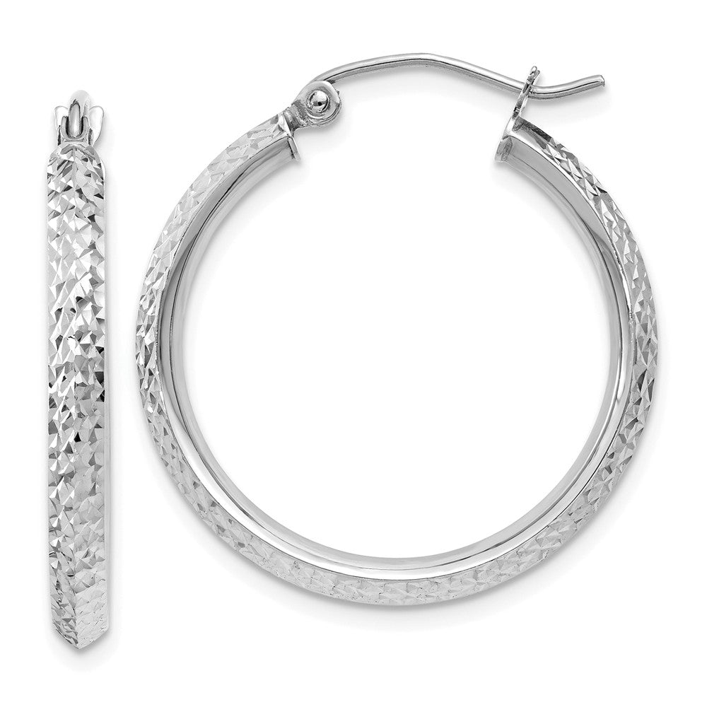 2.5mm, 14k White Gold Knife Edge Diamond Cut Hoops, 25mm (1 Inch), Item E9866 by The Black Bow Jewelry Co.
