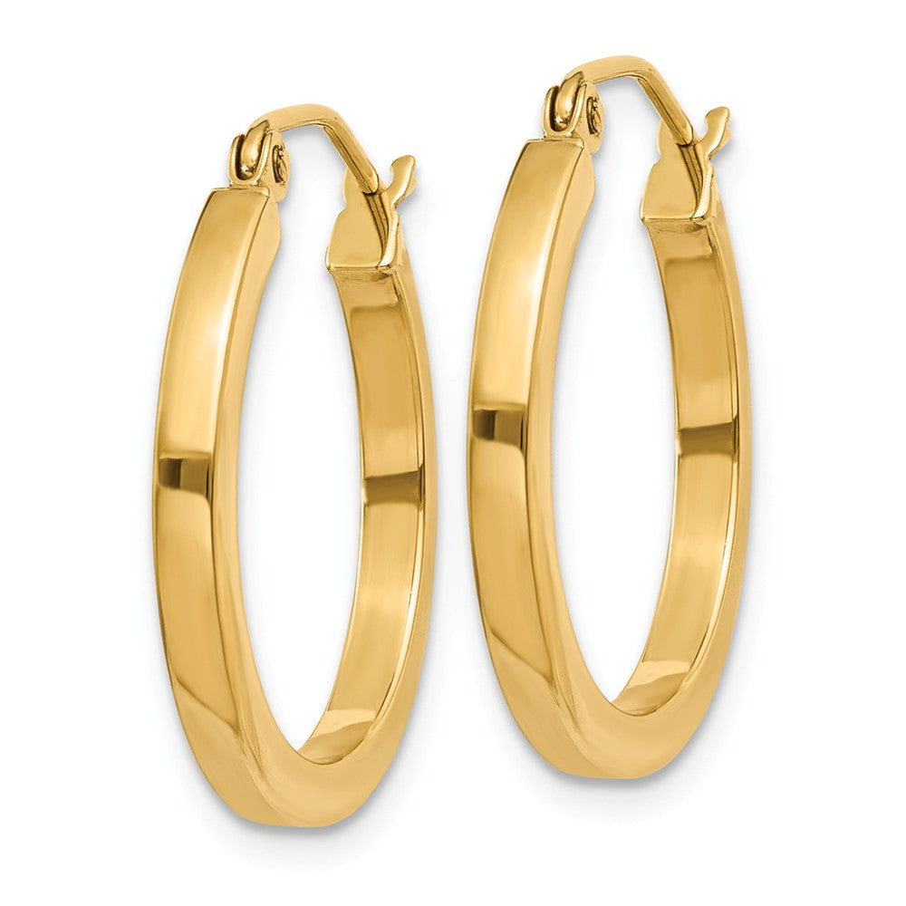 Alternate view of the 2mm, 14k Yellow Gold, Polished Square Tube Hoops, 20mm (3/4 Inch) by The Black Bow Jewelry Co.