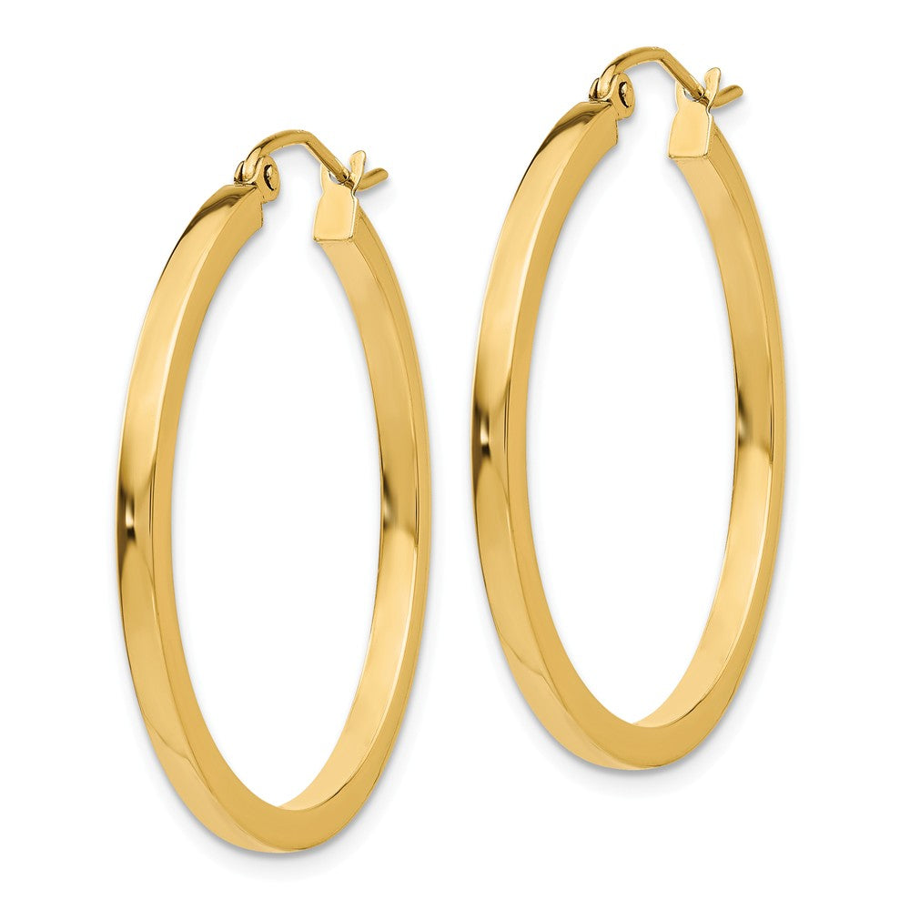 Alternate view of the 2mm, 14k Yellow Gold, Polished Square Tube Hoops, 30mm (1 1/8 Inch) by The Black Bow Jewelry Co.