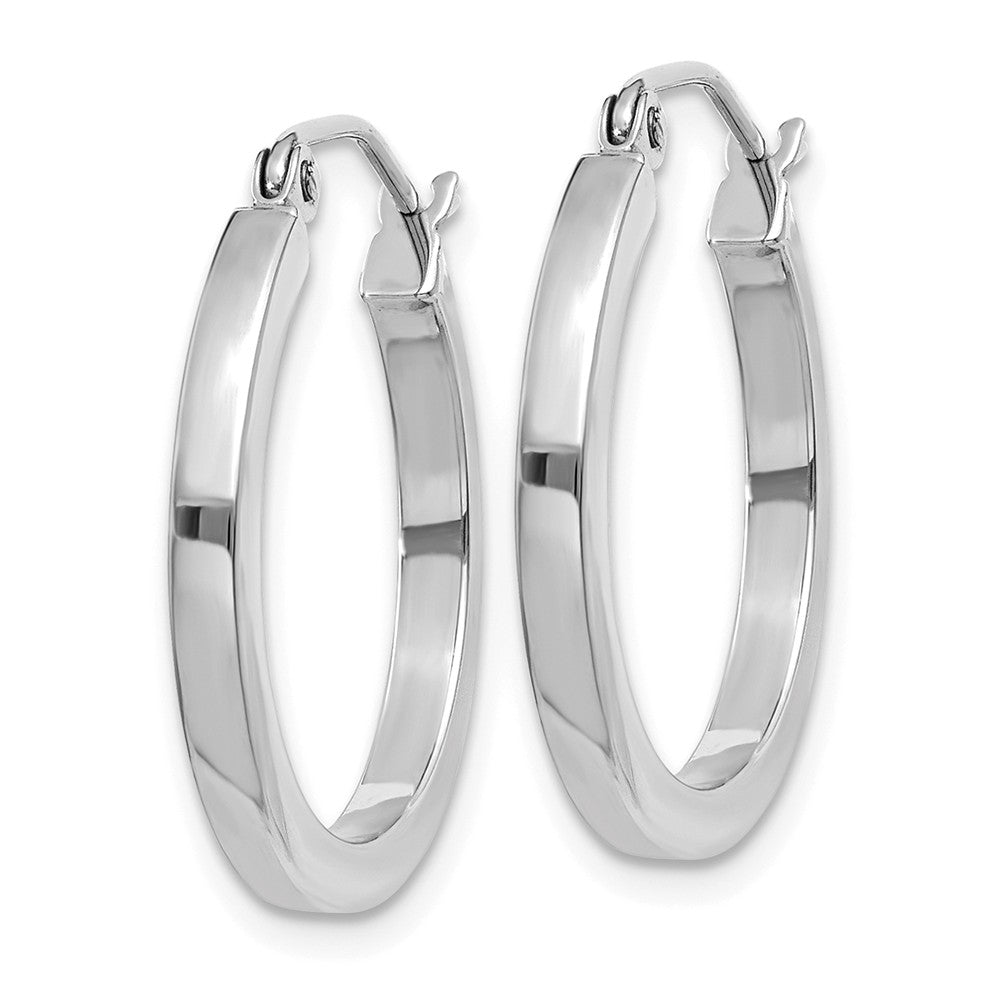 Alternate view of the 2mm, 14k White Gold, Polished Square Tube Hoops, 20mm (3/4 Inch) by The Black Bow Jewelry Co.