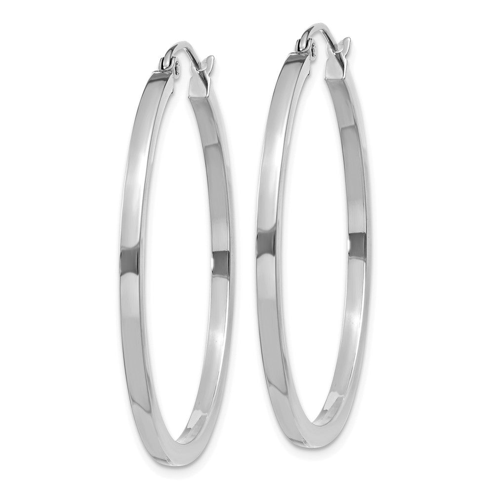 Alternate view of the 2mm, 14k White Gold Square Tube Round Hoop Earrings, 35mm (1 3/8 Inch) by The Black Bow Jewelry Co.