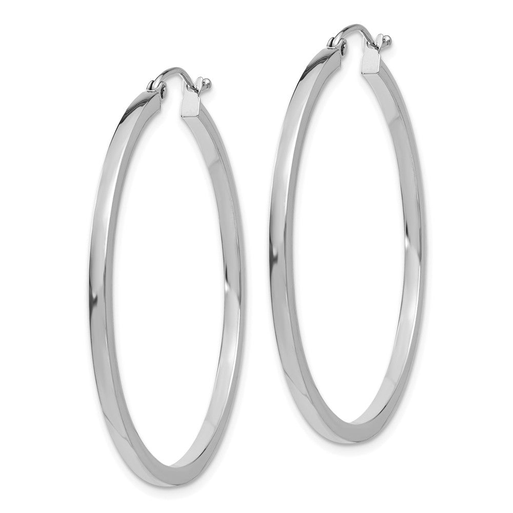 Alternate view of the 2mm, 14k White Gold Square Tube Round Hoop Earrings, 40mm (1 1/2 Inch) by The Black Bow Jewelry Co.