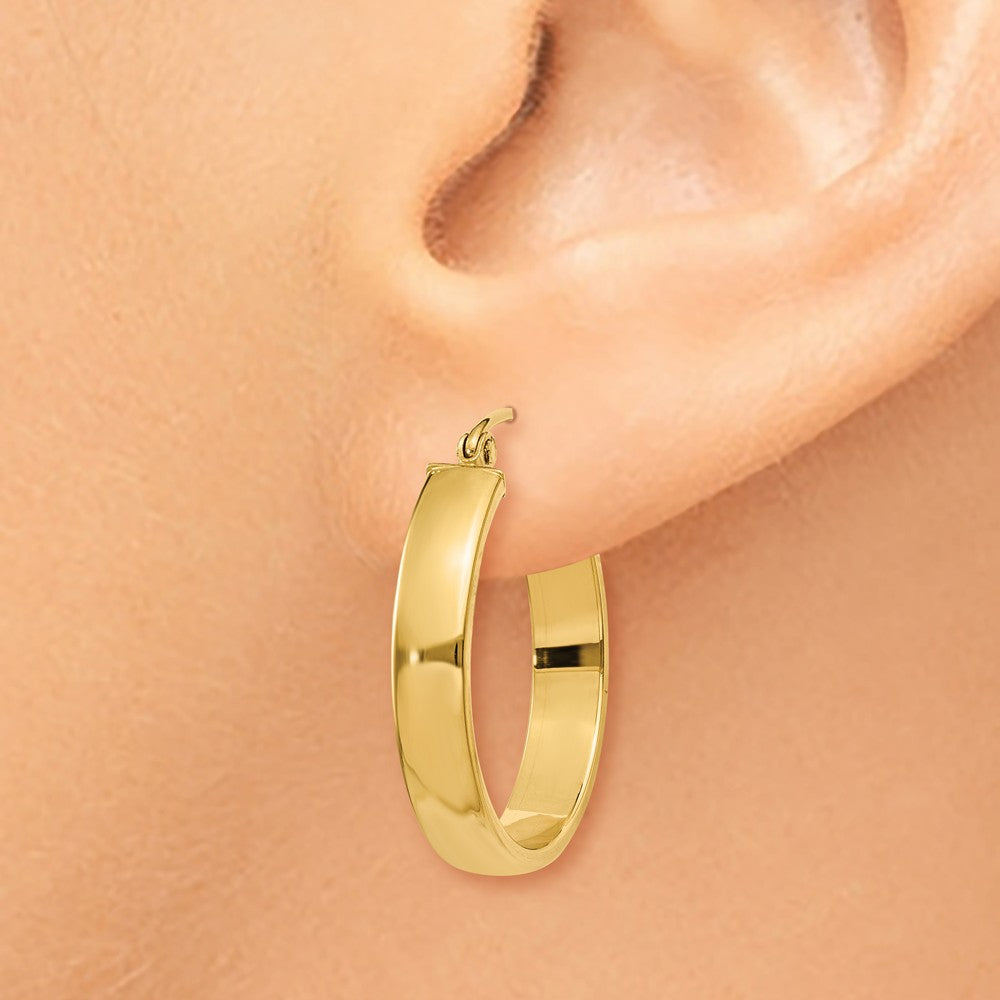 4mm, 14k Yellow Gold Polished Round Hoop Earrings, 22mm (7/8 Inch