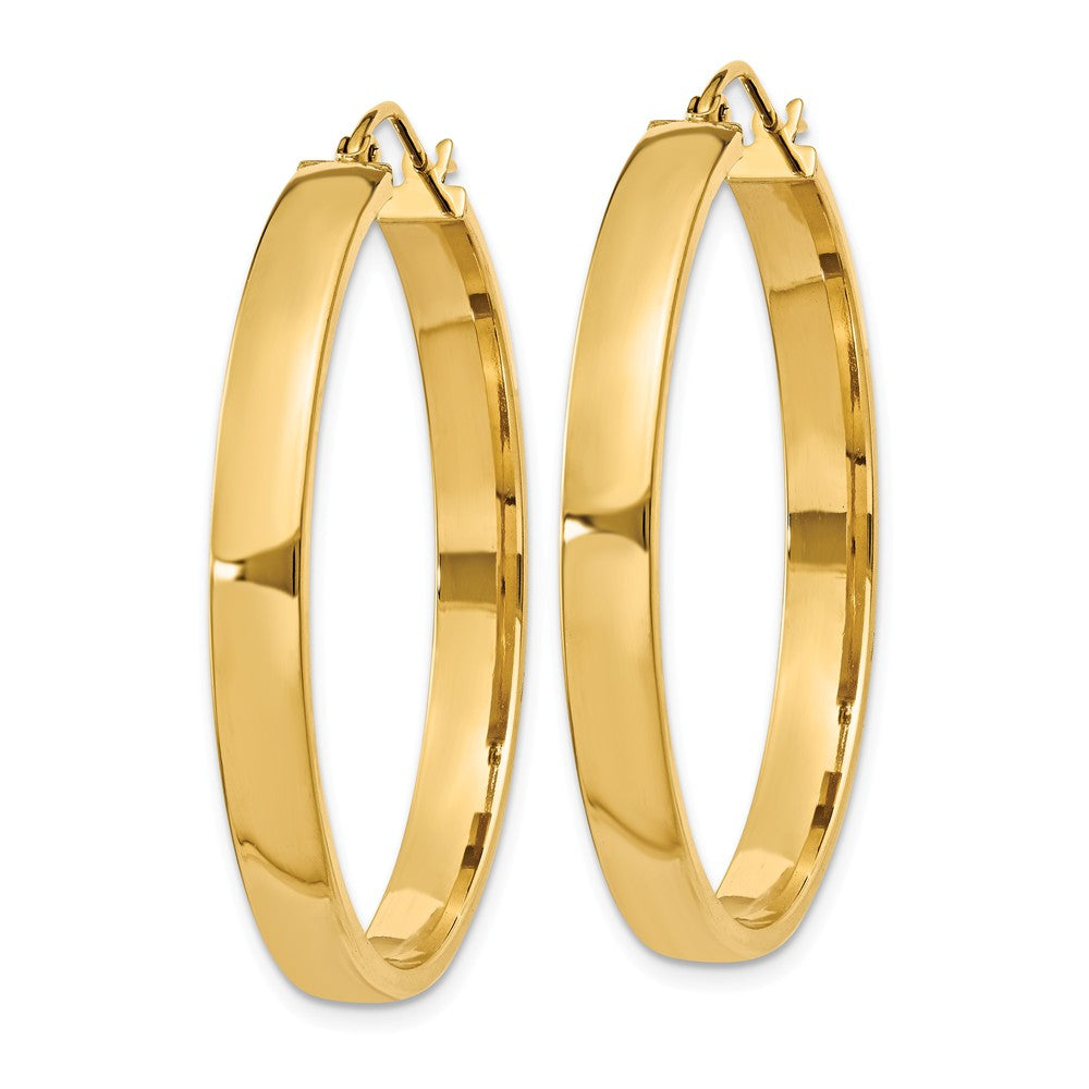 Alternate view of the 4mm, 14k Yellow Gold Polished Round Hoop Earrings, 35mm (1 3/8 Inch) by The Black Bow Jewelry Co.