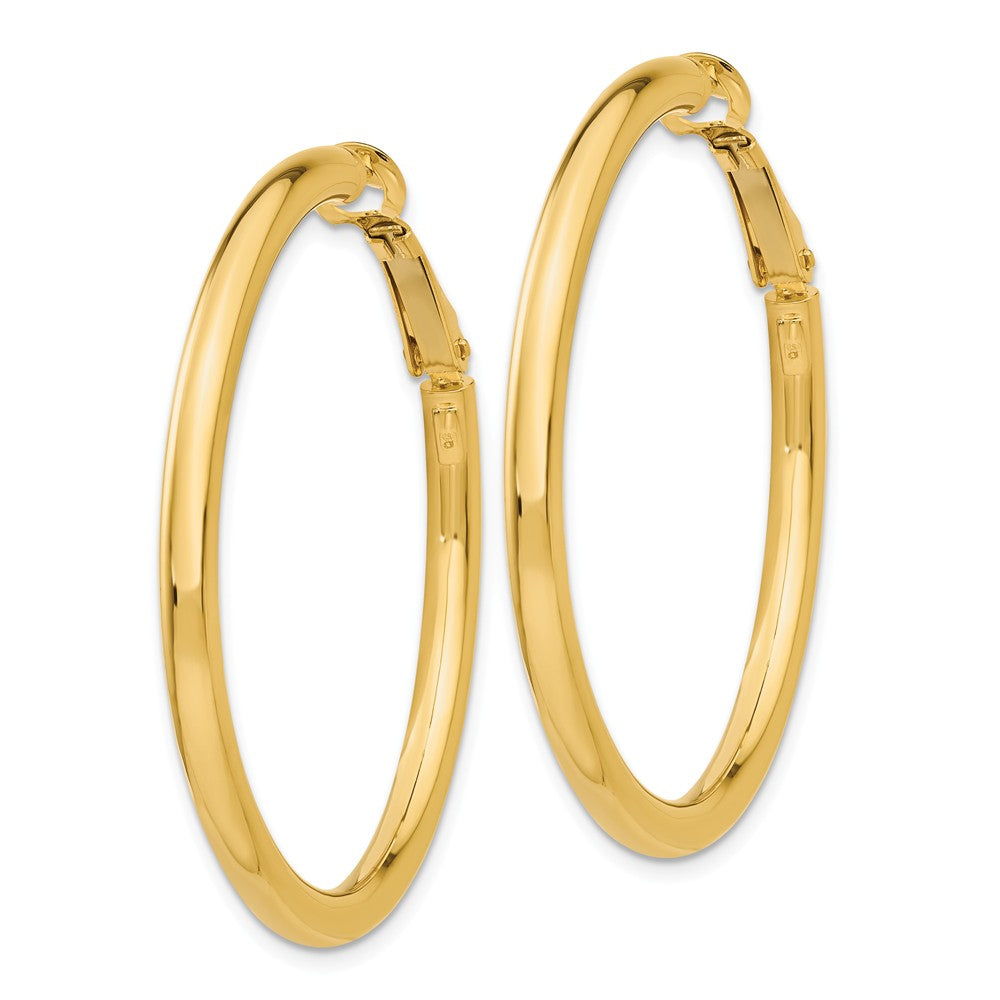 Omega Back Hoop Earrings in 14K Yellow Gold