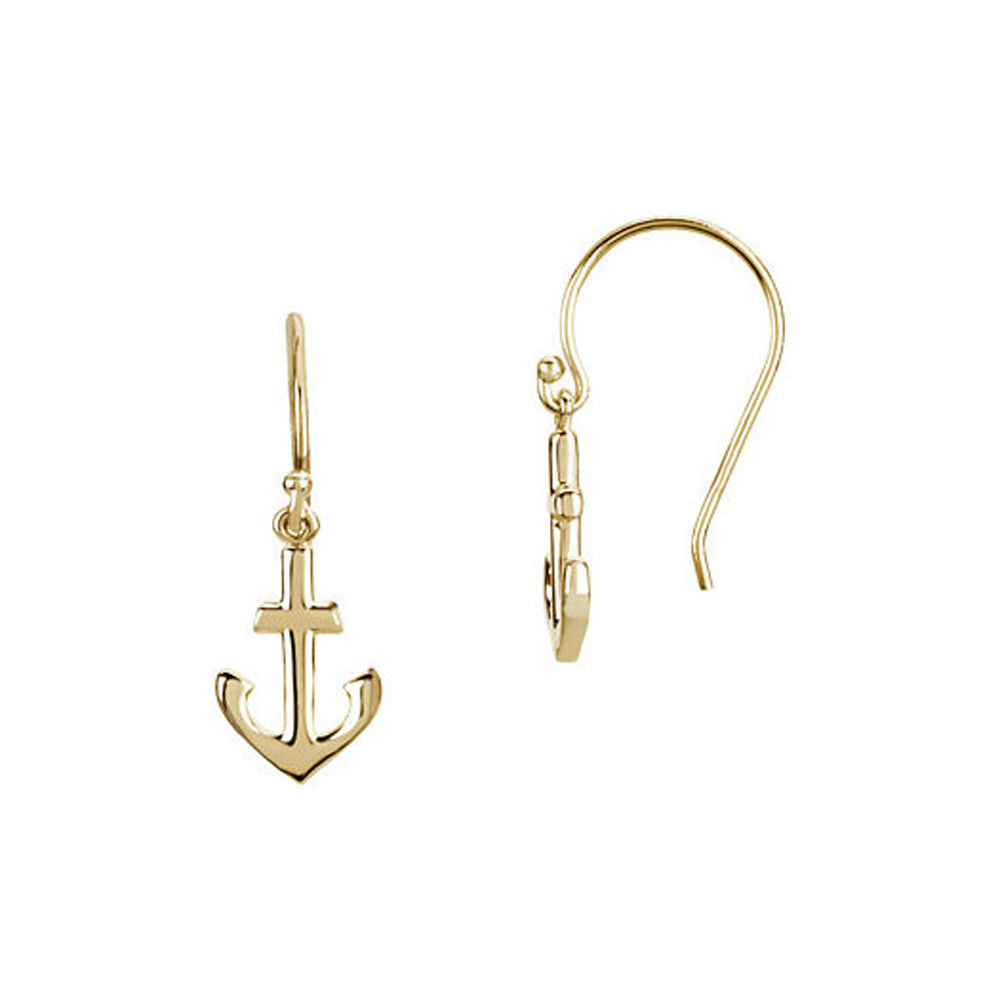 Petite Anchor Dangle Earrings in 14k Yellow Gold, Item E9954 by The Black Bow Jewelry Co.