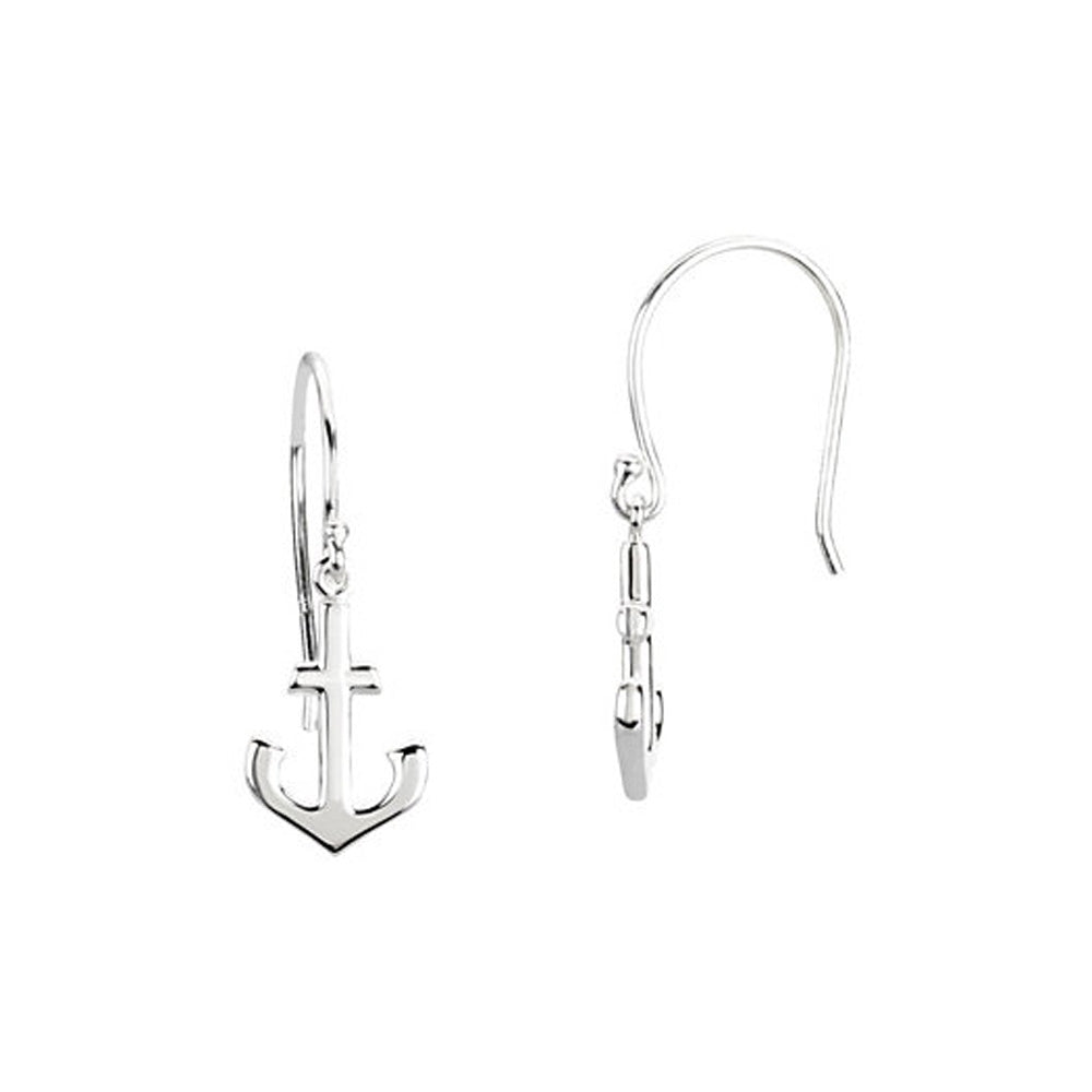 Petite Anchor Dangle Earrings in Sterling Silver, Item E9955 by The Black Bow Jewelry Co.