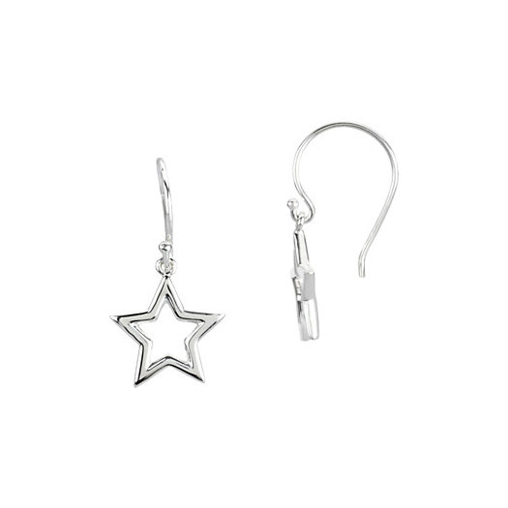 Petite Star Dangle Earrings in Sterling Silver, Item E9956 by The Black Bow Jewelry Co.