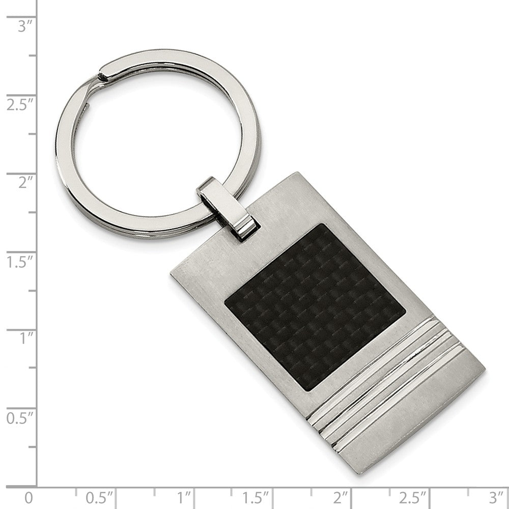 Alternate view of the Men&#39;s Stainless Steel and Black Carbon Fiber Key Chain by The Black Bow Jewelry Co.