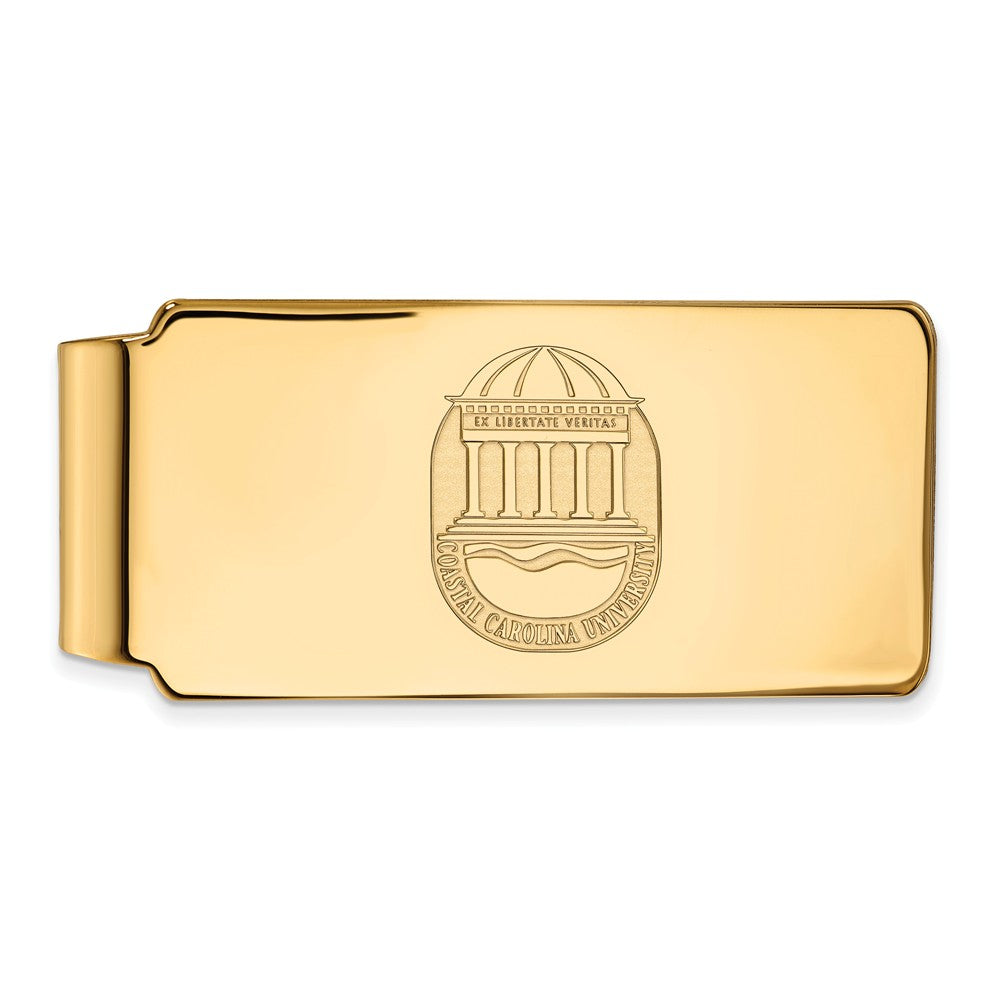 14k Yellow Gold Coastal Carolina U Crest Money Clip, Item M10017 by The Black Bow Jewelry Co.