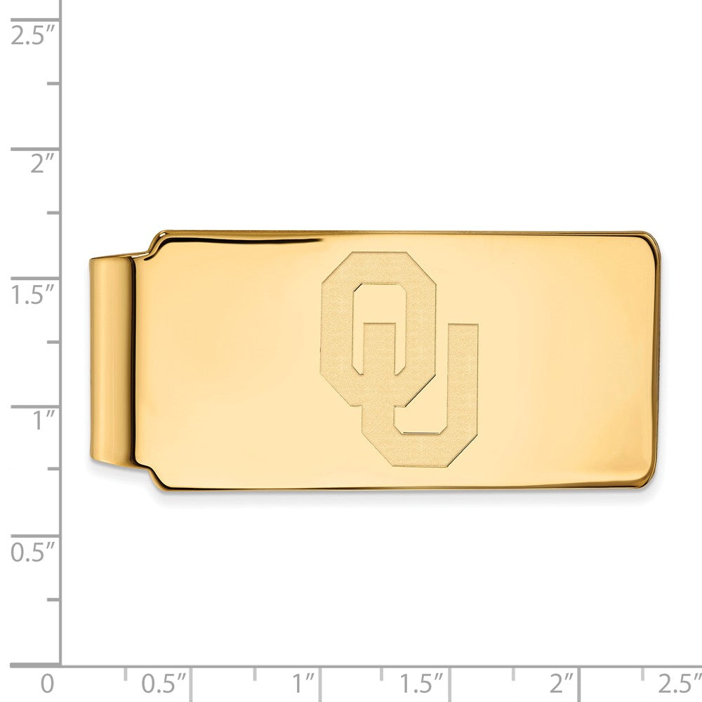 Alternate view of the 14k Yellow Gold U of Oklahoma Logo Money Clip by The Black Bow Jewelry Co.