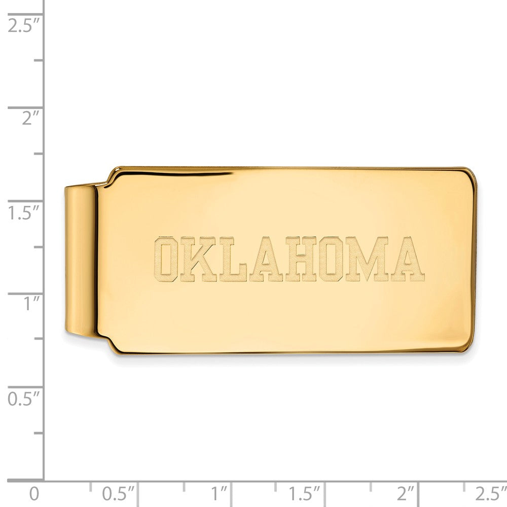 Alternate view of the 14k Yellow Gold U of Oklahoma Money Clip by The Black Bow Jewelry Co.