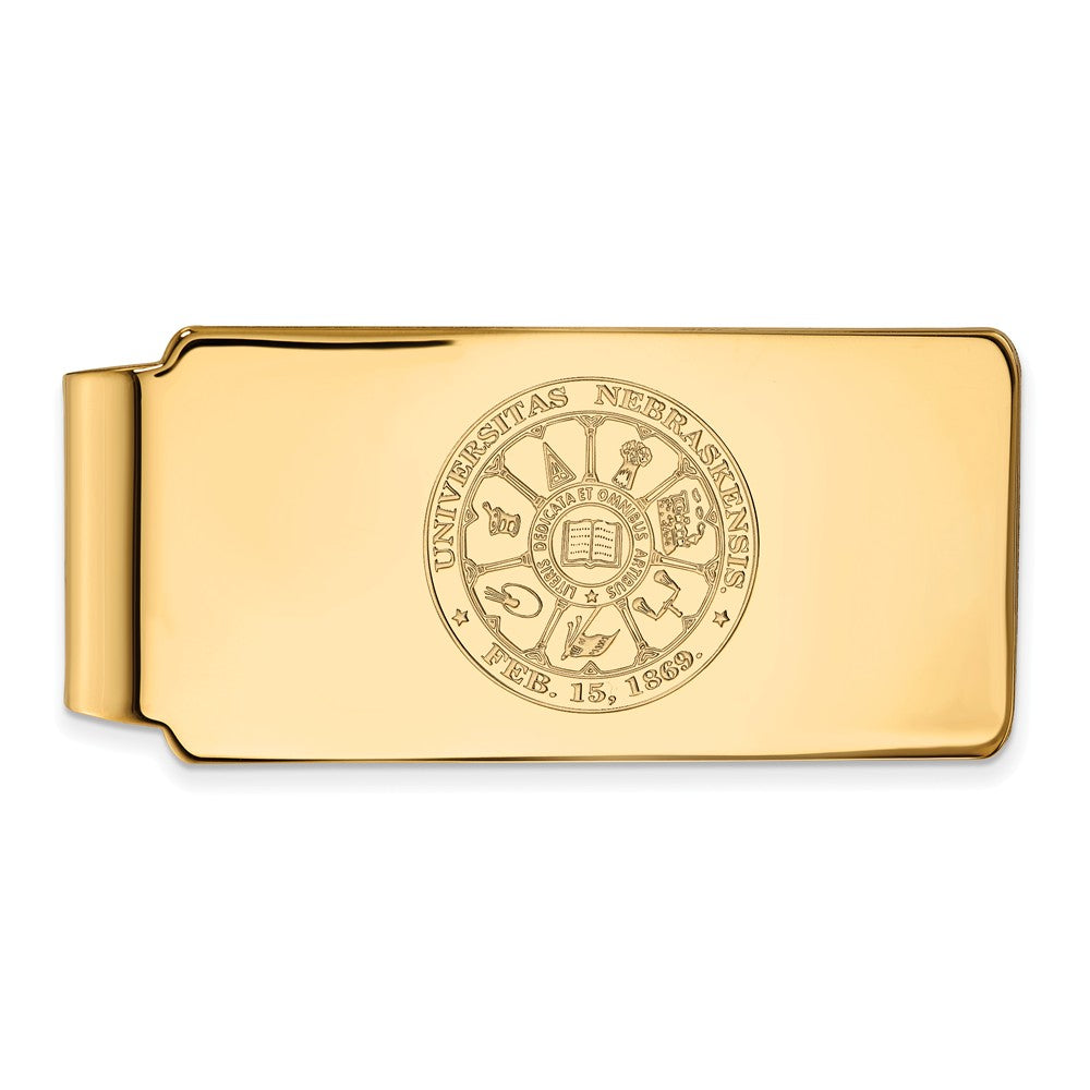 14k Yellow Gold U of Nebraska Crest Money Clip, Item M10074 by The Black Bow Jewelry Co.