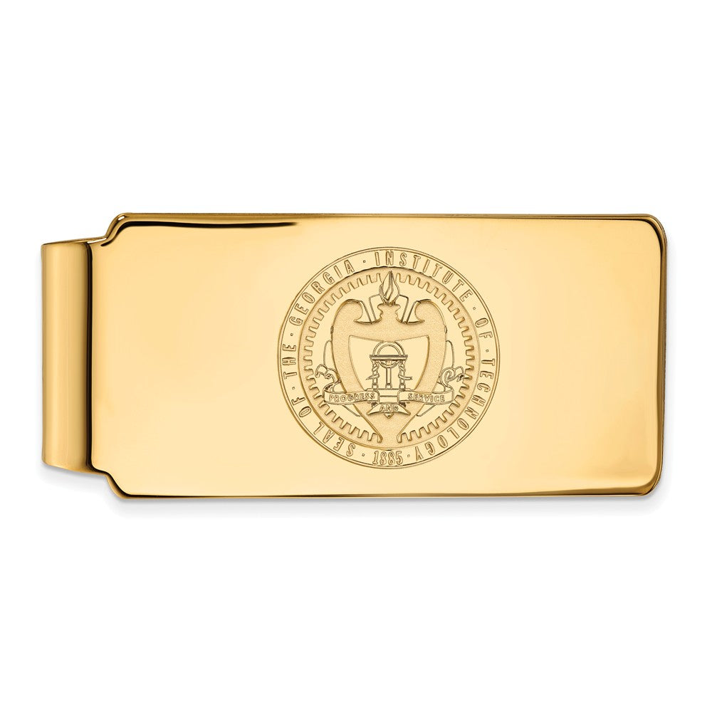 14k Yellow Gold Georgia Technology Crest Money Clip, Item M10077 by The Black Bow Jewelry Co.