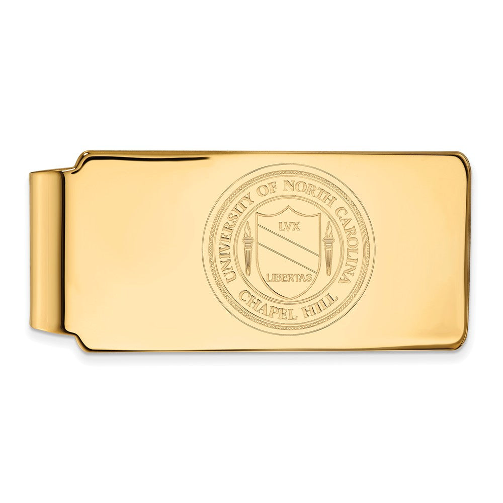 14k Yellow Gold University of North Carolina Crest Money Clip, Item M10078 by The Black Bow Jewelry Co.
