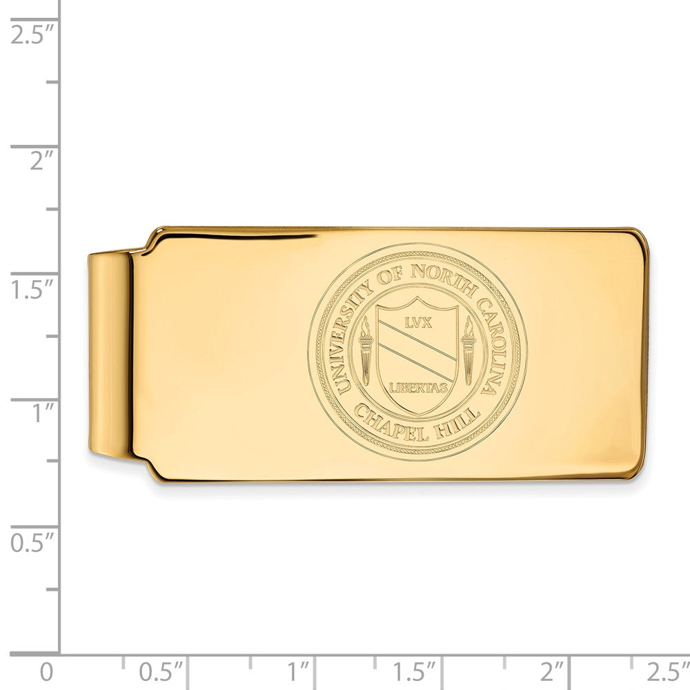 Alternate view of the 14k Yellow Gold University of North Carolina Crest Money Clip by The Black Bow Jewelry Co.