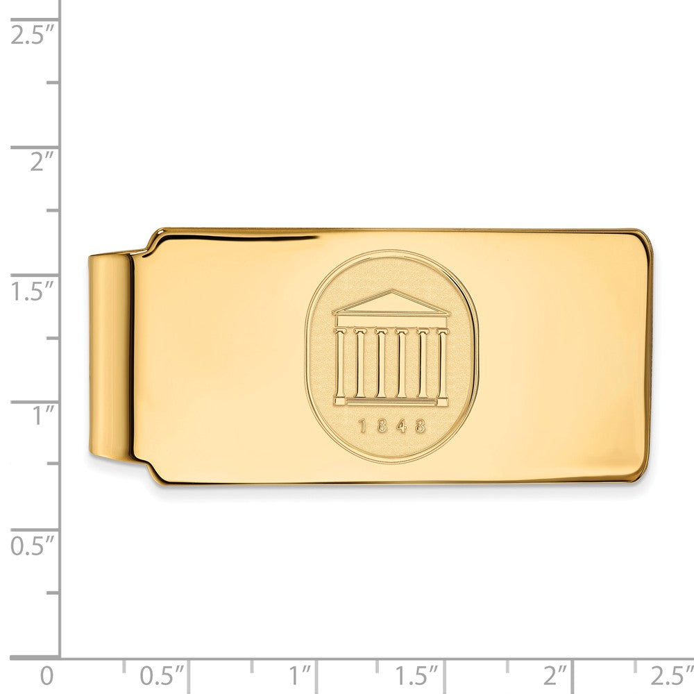 Alternate view of the 14k Yellow Gold U of Mississippi Crest Money Clip by The Black Bow Jewelry Co.