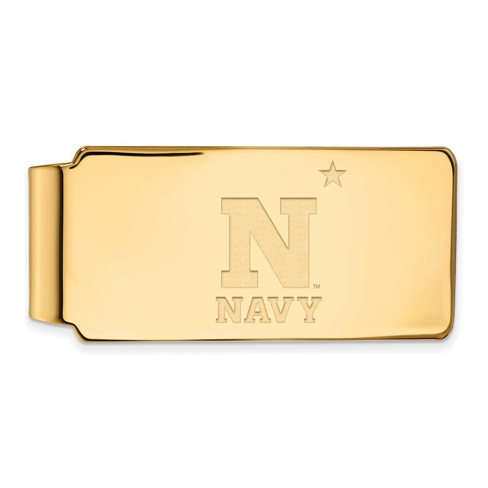 14k Gold Plated Silver U.S. U.S. Naval Academy Money Clip, Item M10090 by The Black Bow Jewelry Co.