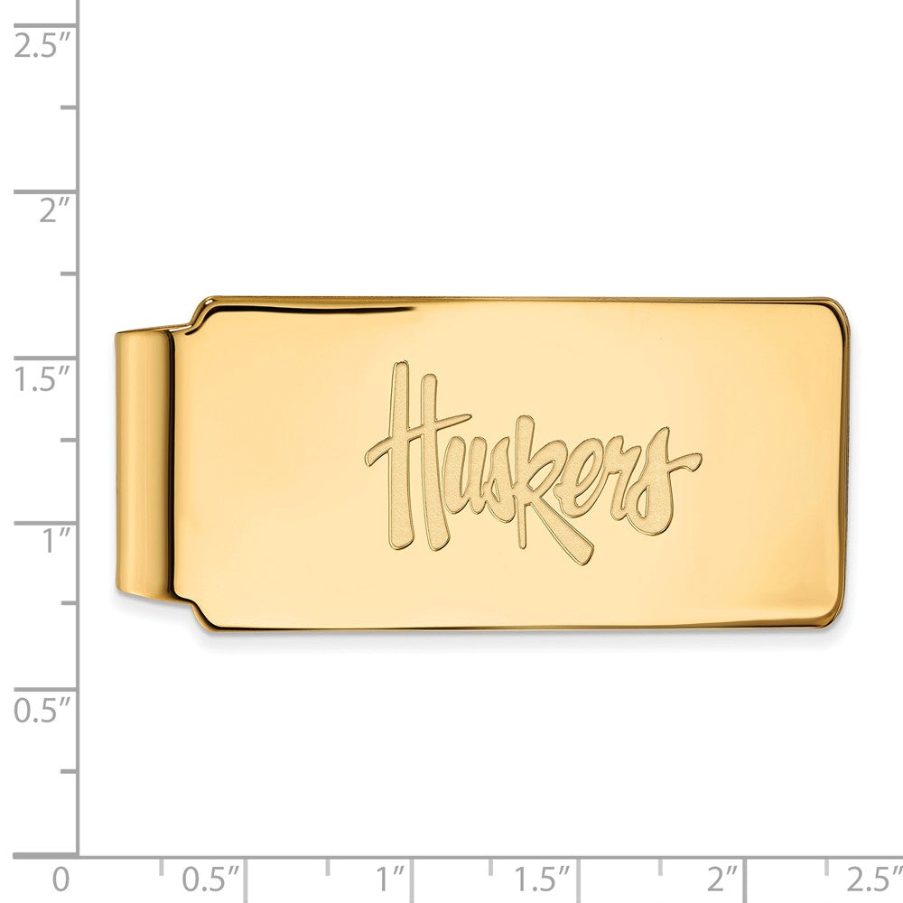 Alternate view of the 14k Gold Plated Silver U of Nebraska Logo Money Clip by The Black Bow Jewelry Co.