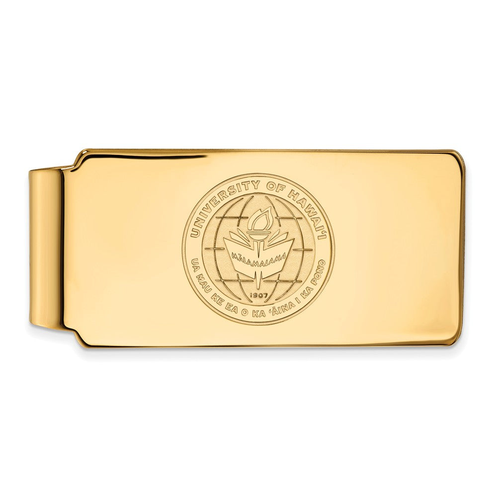 14k Gold Plated Silver The U of Hawai&#39;i Crest Money Clip, Item M10115 by The Black Bow Jewelry Co.