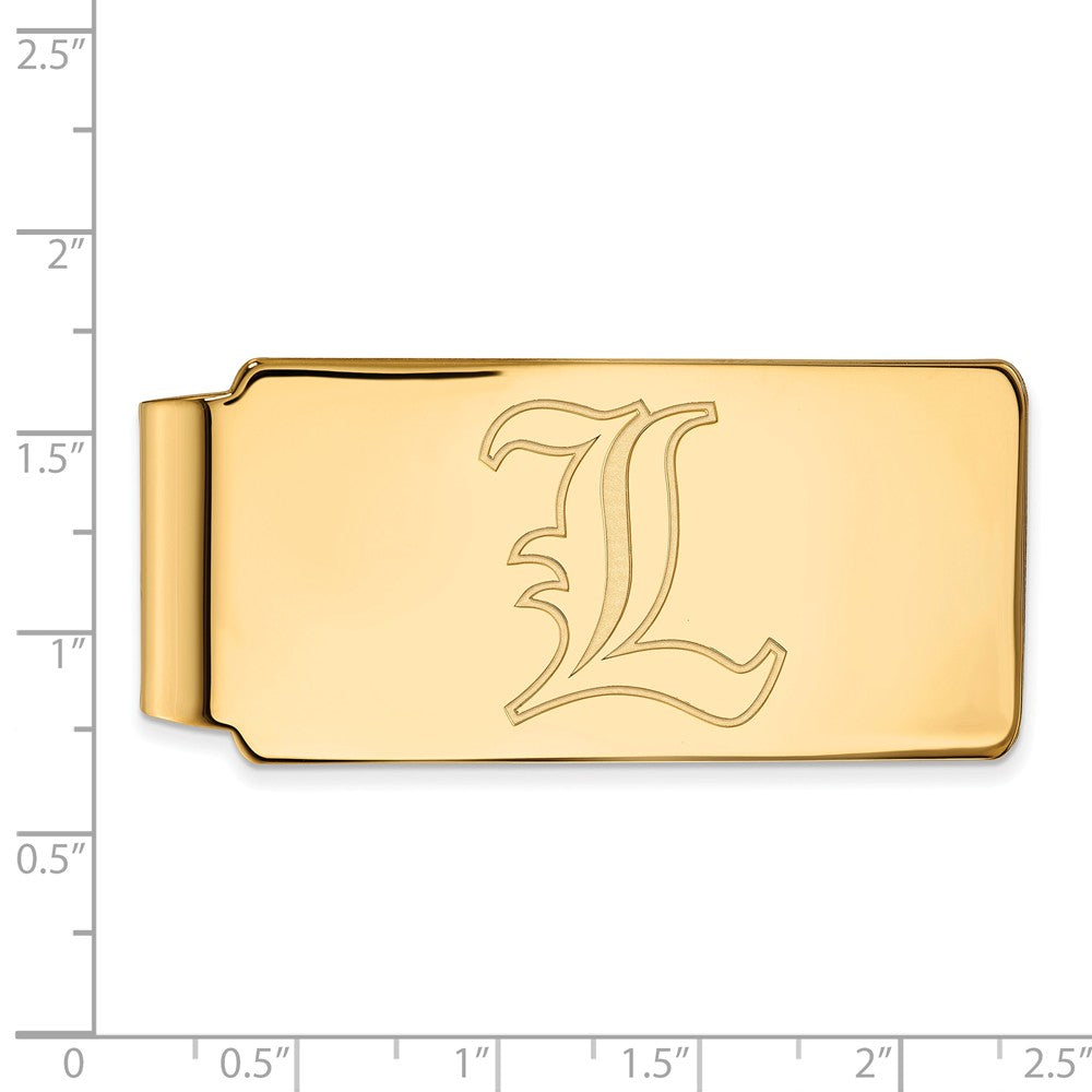 Alternate view of the 14k Gold Plated Silver U of Louisville Money Clip by The Black Bow Jewelry Co.