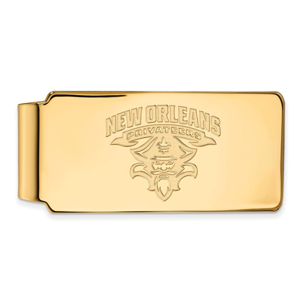 14k Gold Plated Silver U of New Orleans Money Clip, Item M10129 by The Black Bow Jewelry Co.