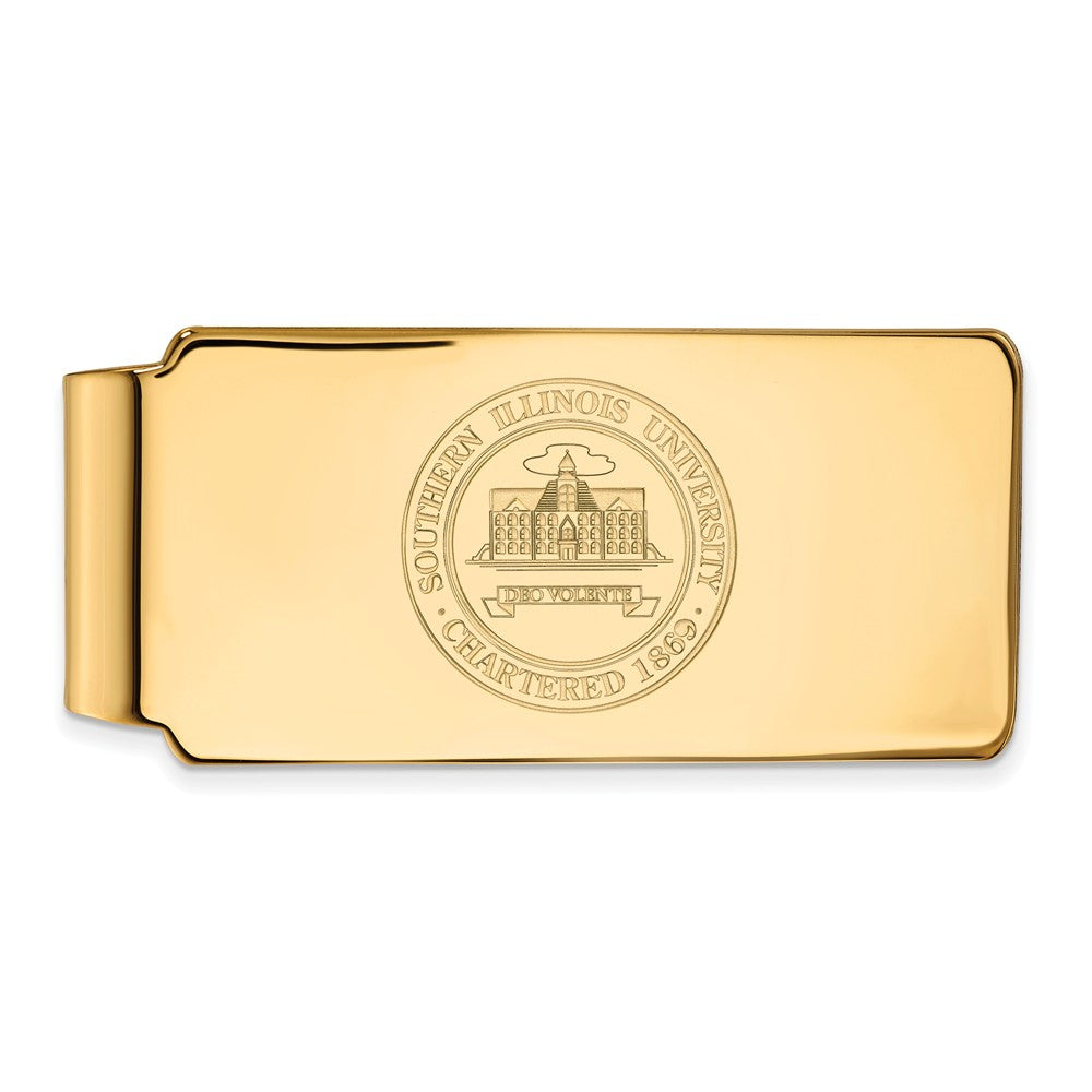 14k Gold Plated Silver Southern Illinois U Crest Money Clip, Item M10141 by The Black Bow Jewelry Co.