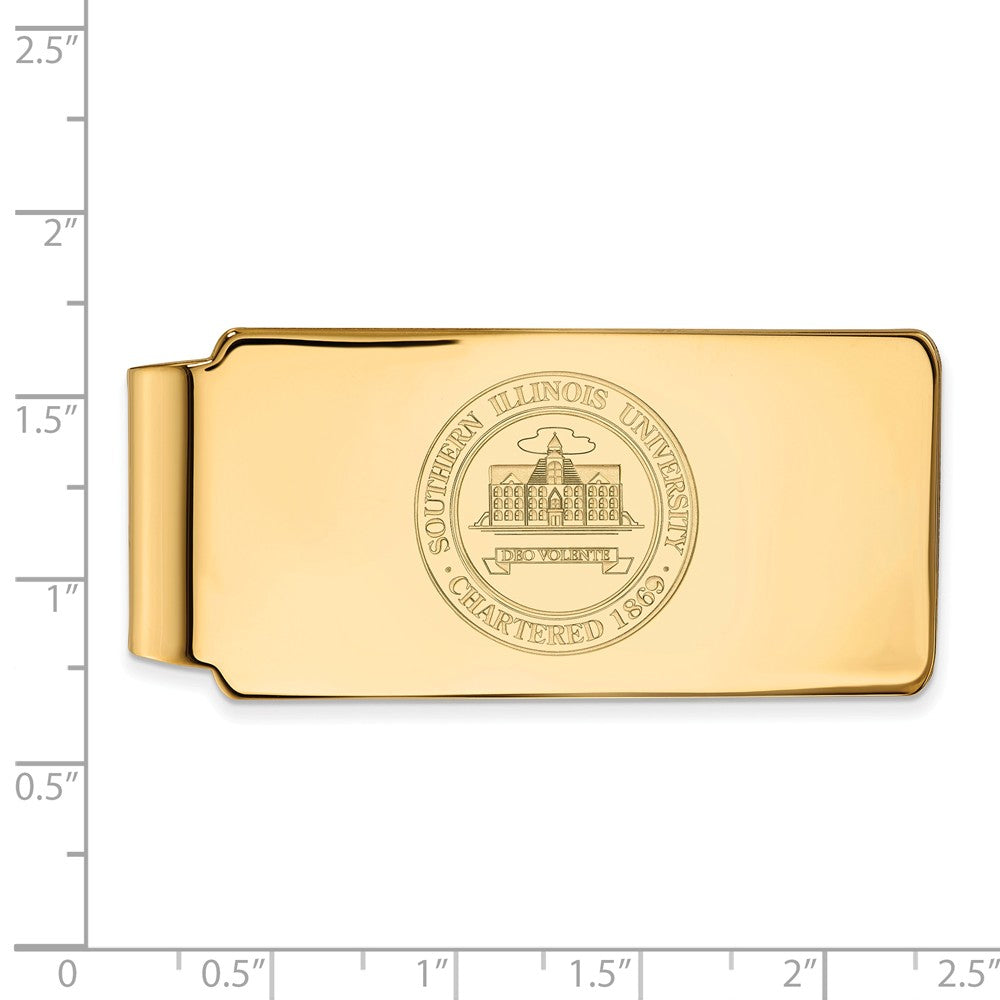 Alternate view of the 14k Gold Plated Silver Southern Illinois U Crest Money Clip by The Black Bow Jewelry Co.