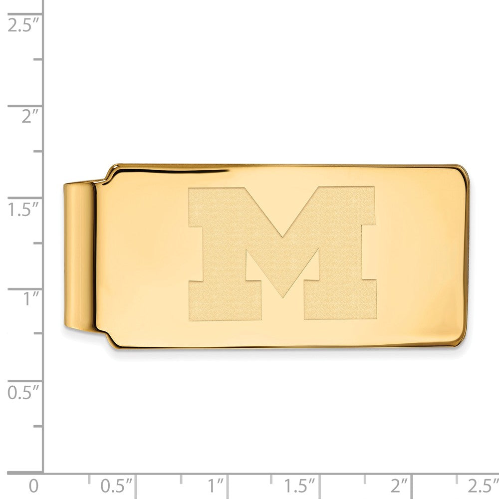 Alternate view of the 14k Gold Plated Silver Michigan (Univ of) Money Clip by The Black Bow Jewelry Co.