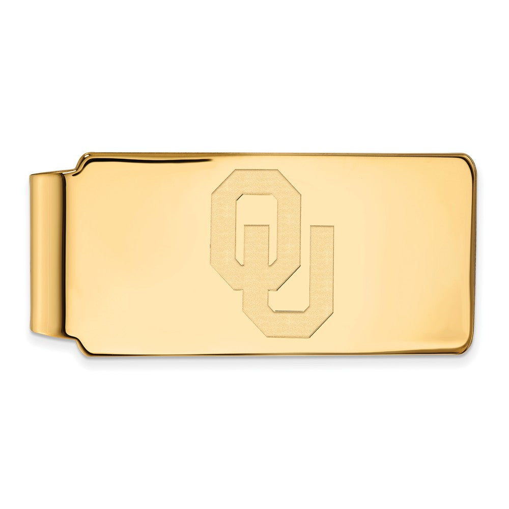 14k Gold Plated Silver U of Oklahoma Logo Money Clip, Item M10170 by The Black Bow Jewelry Co.