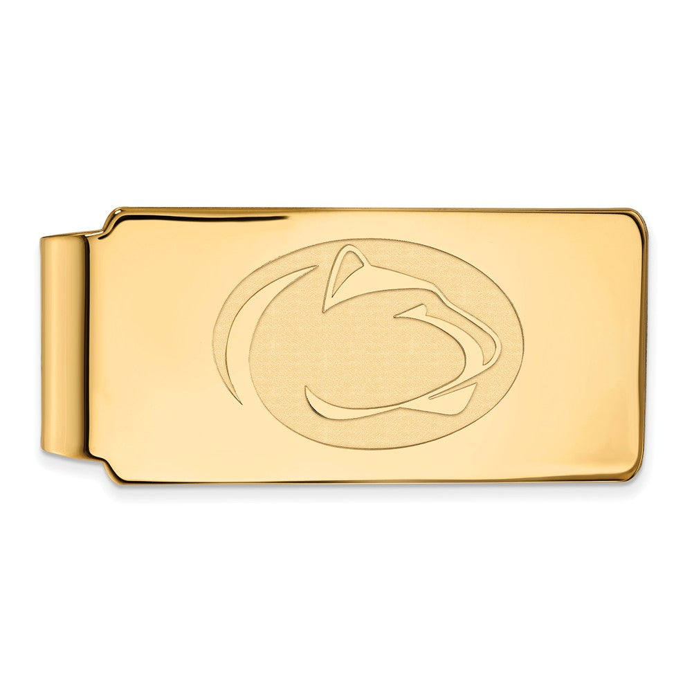 14k Gold Plated Silver Penn State Logo Money Clip, Item M10173 by The Black Bow Jewelry Co.