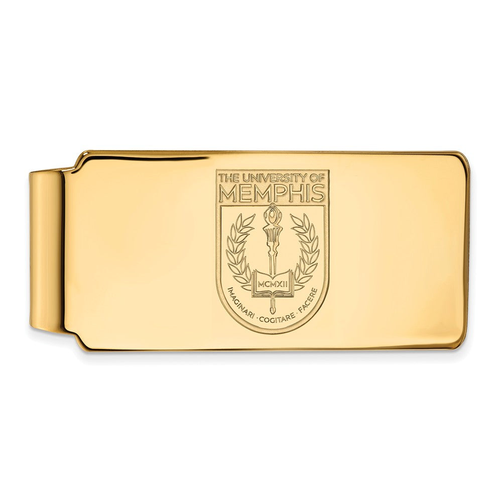 14k Gold Plated Silver U of Memphis Crest Money Clip, Item M10178 by The Black Bow Jewelry Co.