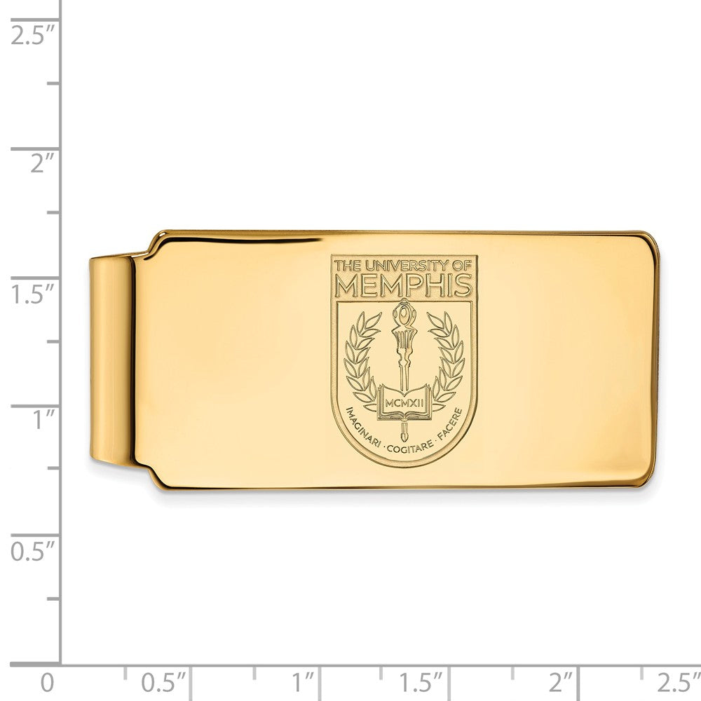 Alternate view of the 14k Gold Plated Silver U of Memphis Crest Money Clip by The Black Bow Jewelry Co.