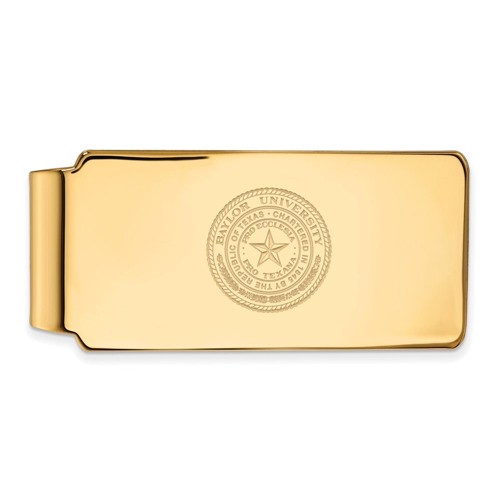 14k Gold Plated Silver Baylor U Crest Money Clip, Item M10187 by The Black Bow Jewelry Co.
