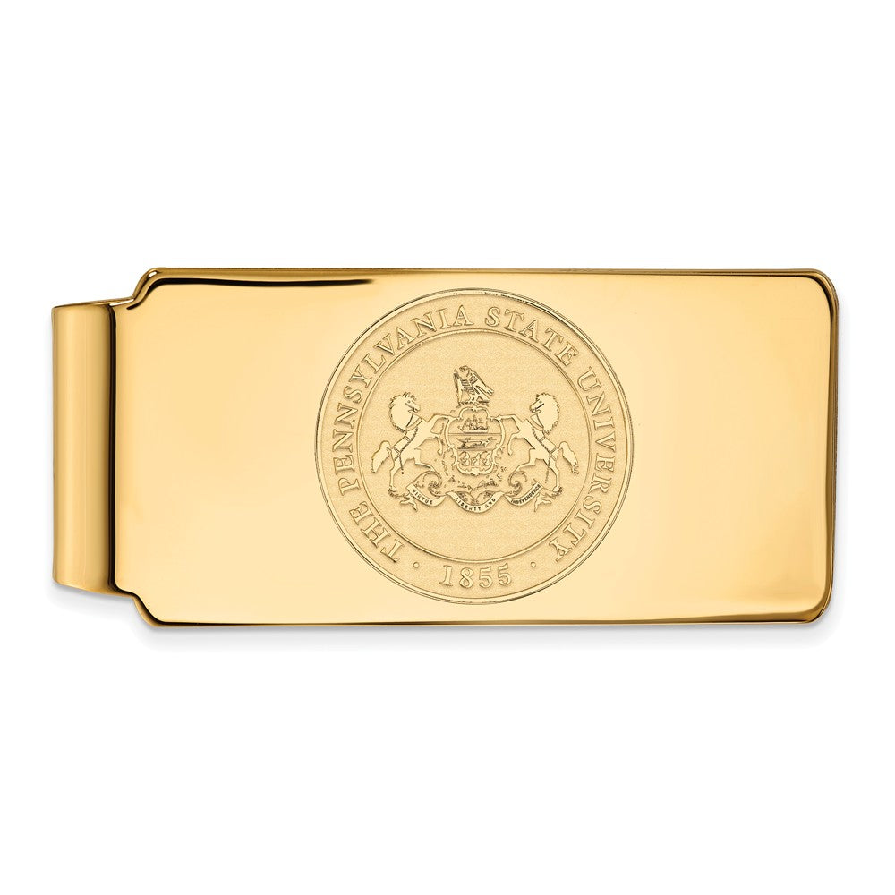 14k Gold Plated Silver Penn State Crest Money Clip, Item M10191 by The Black Bow Jewelry Co.