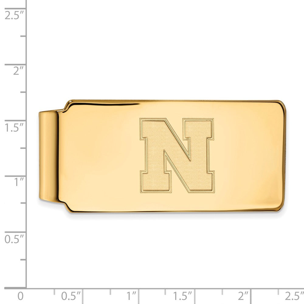 Alternate view of the 14k Gold Plated Silver U of Nebraska Money Clip by The Black Bow Jewelry Co.