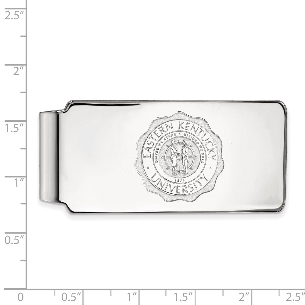 Alternate view of the Sterling Silver Eastern Kentucky U Crest Money Clip by The Black Bow Jewelry Co.