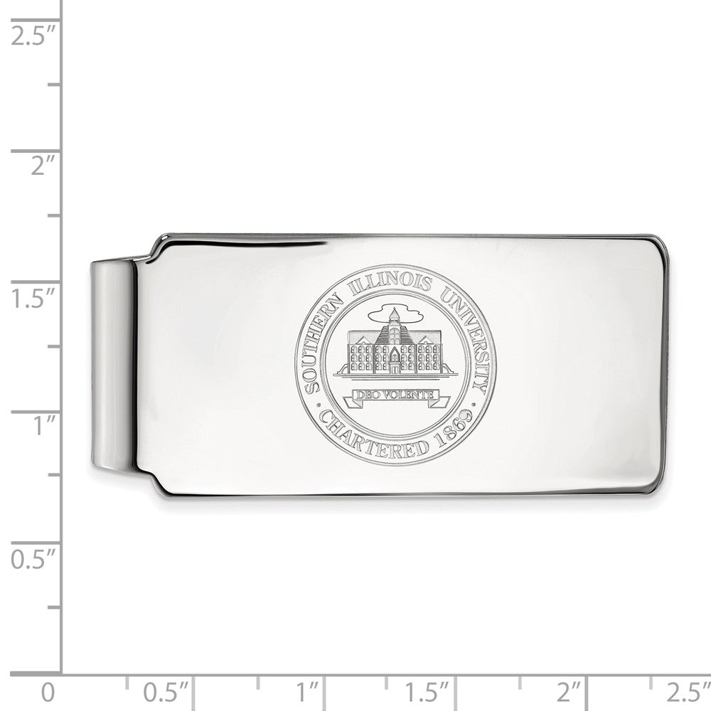 Alternate view of the Sterling Silver Southern Illinois U Crest Money Clip by The Black Bow Jewelry Co.