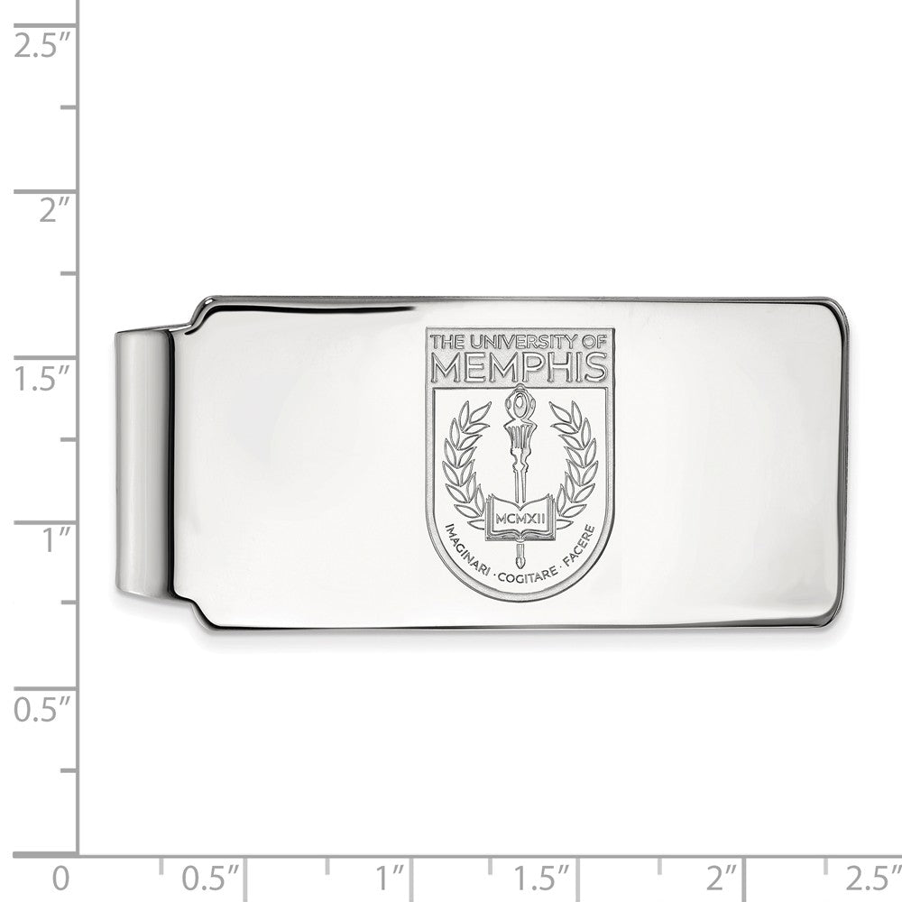Alternate view of the Sterling Silver U of Memphis Crest Money Clip by The Black Bow Jewelry Co.