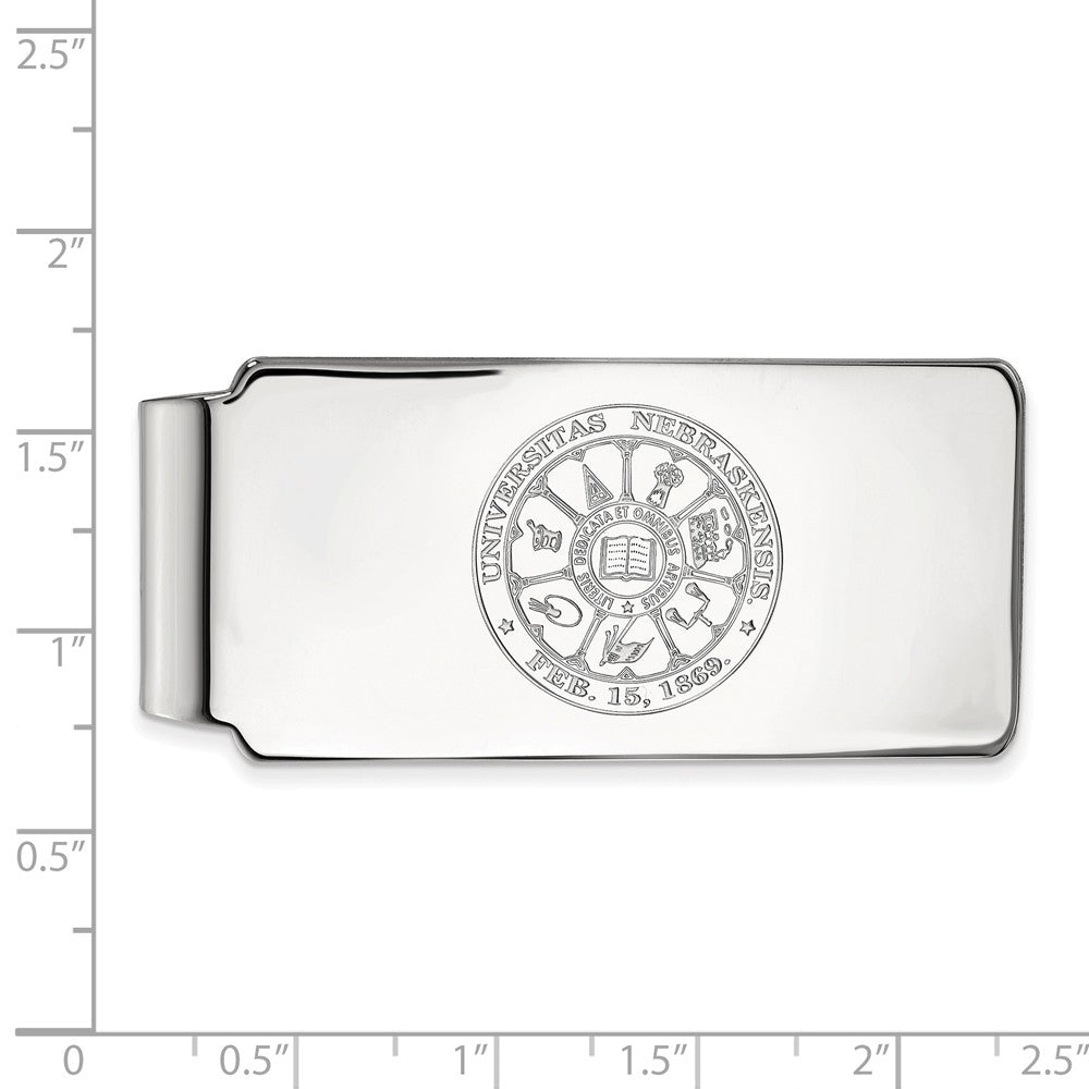Alternate view of the Sterling Silver U of Nebraska Crest Money Clip by The Black Bow Jewelry Co.